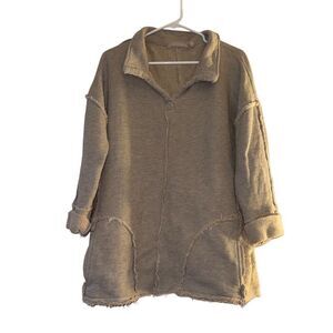 Women's‎ Plus Size Beige Oversized Jacket 3/4 Sleeve Mid-Length Spring